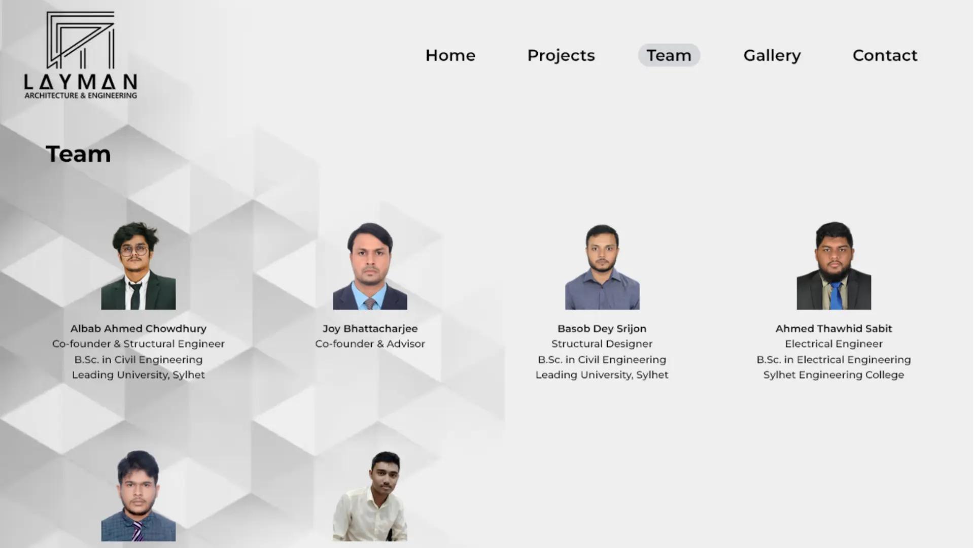 Team page of Layman AEC's website